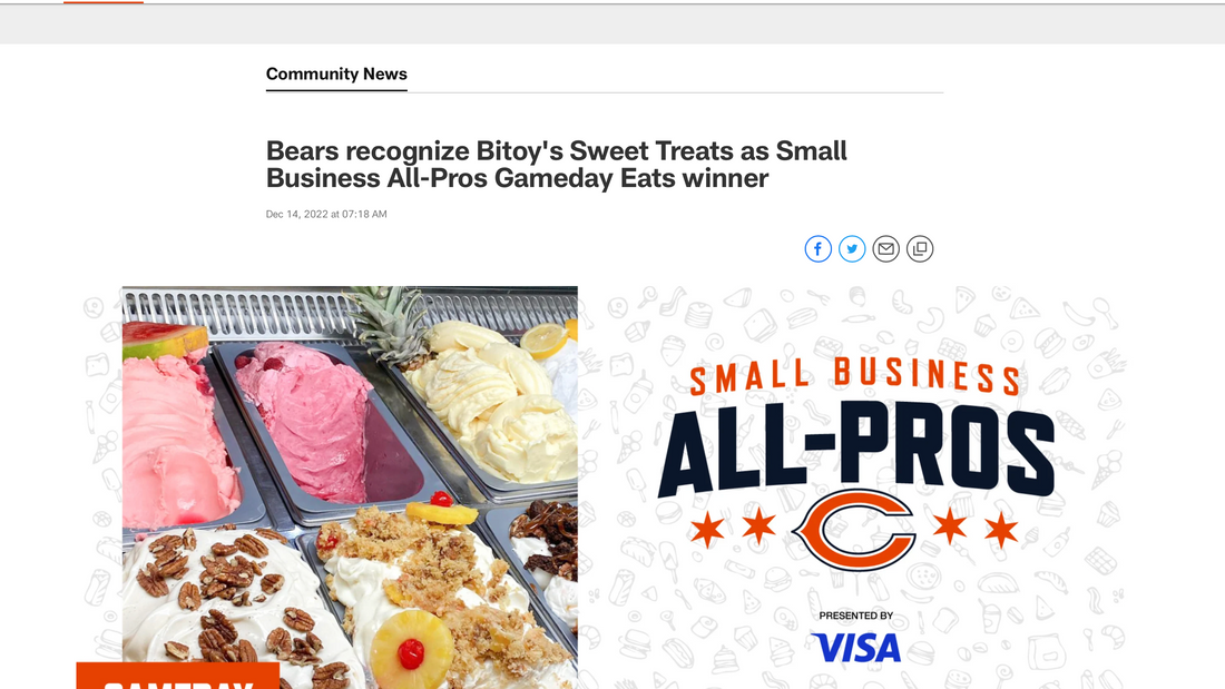 Bitoy’s Sweet Treats Joins the Chicago Bears